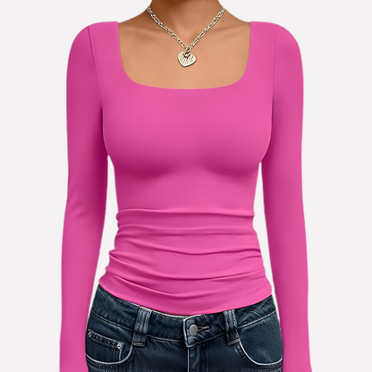 Women's Long Sleeve Crop Square Neck