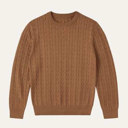 Men's Cable Knit Sweater Soft Warm Winter Round Neck - VibreMode