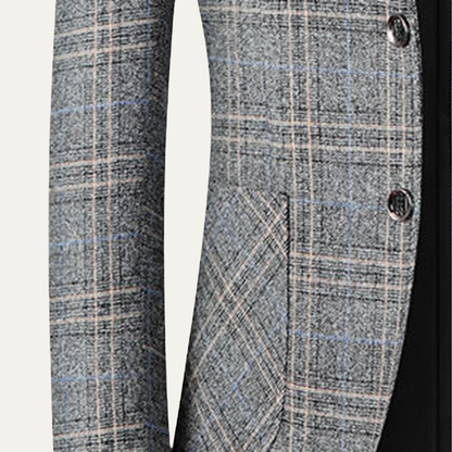 Mens Slim Fit Blazer Checked Lightweight Navy