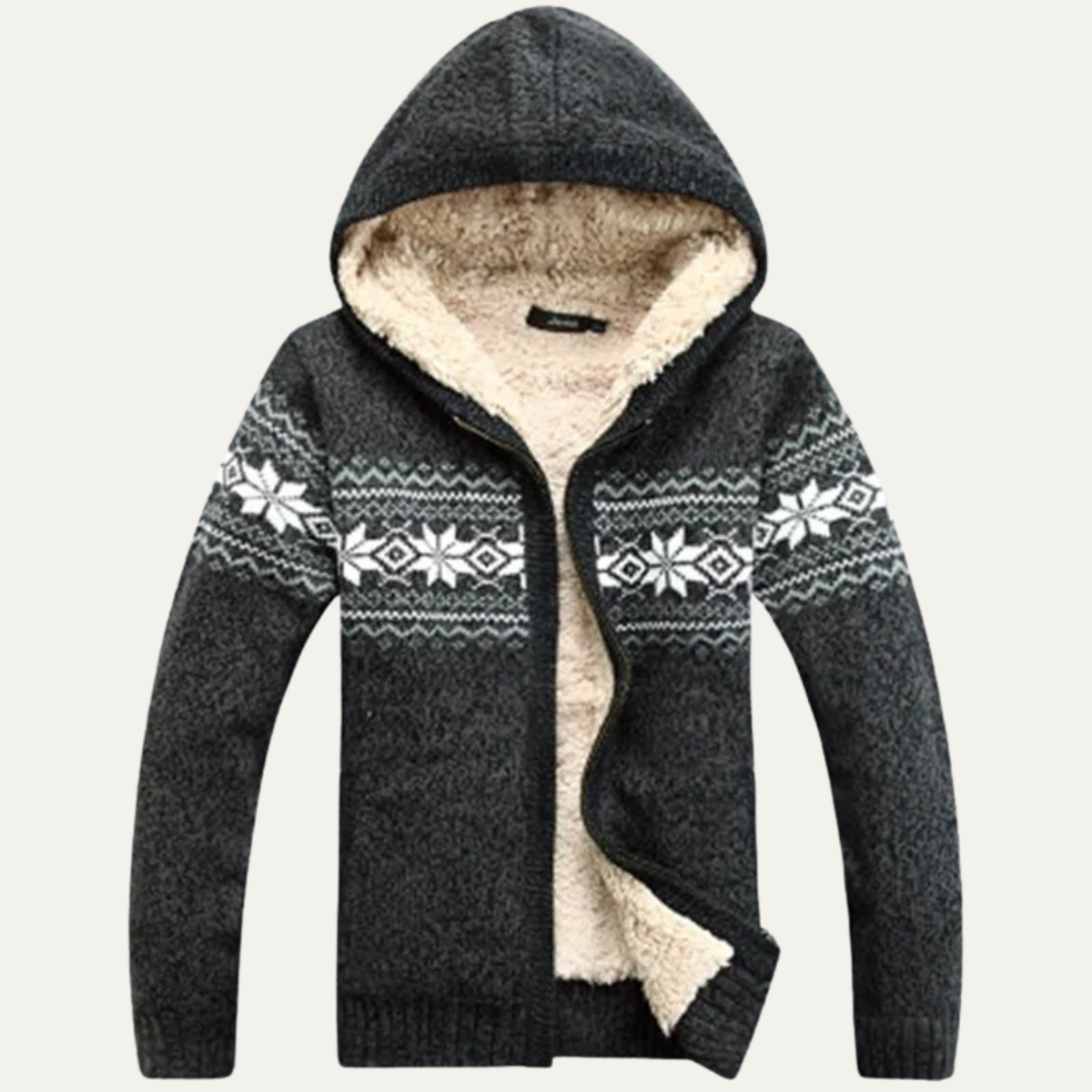 Men's Winter Hooded Knit Jacket Zip Up