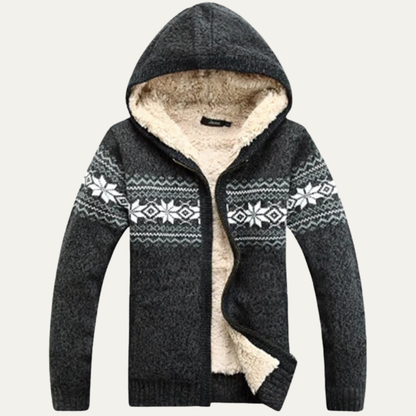 Men's Winter Hooded Knit Jacket Zip Up