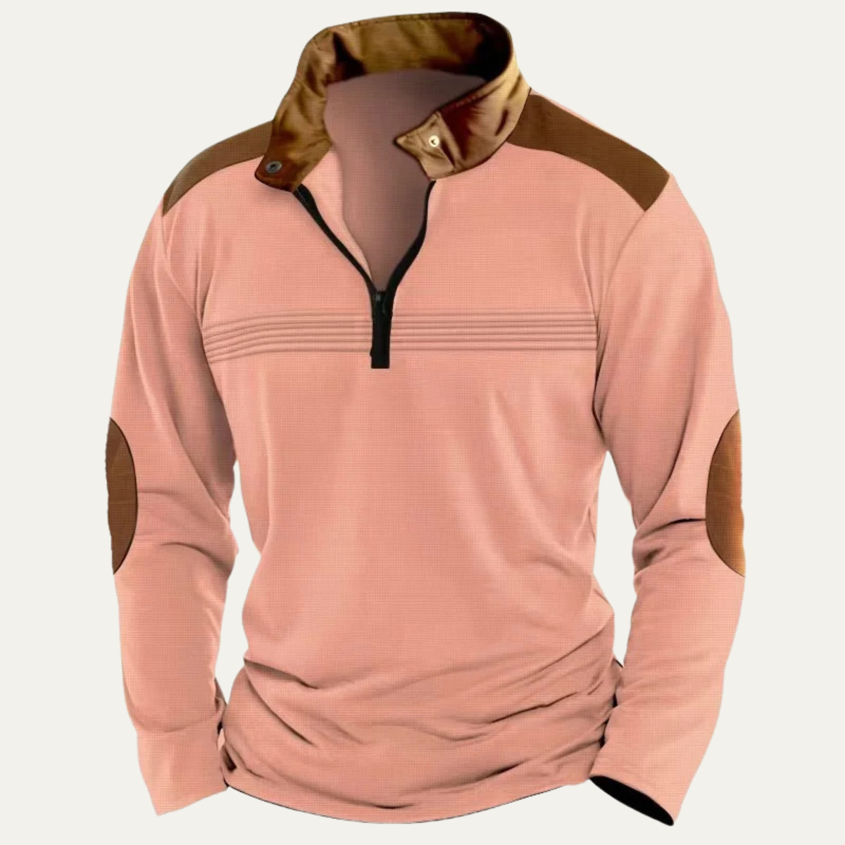 Men's Vintage Half Zip Sweater Contrast Collar