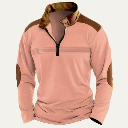Men's Vintage Half Zip Sweater Contrast Collar