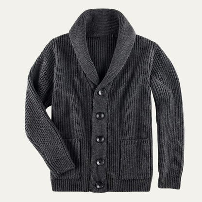 Men's Wool Cardigan Shawl Collar Button Up