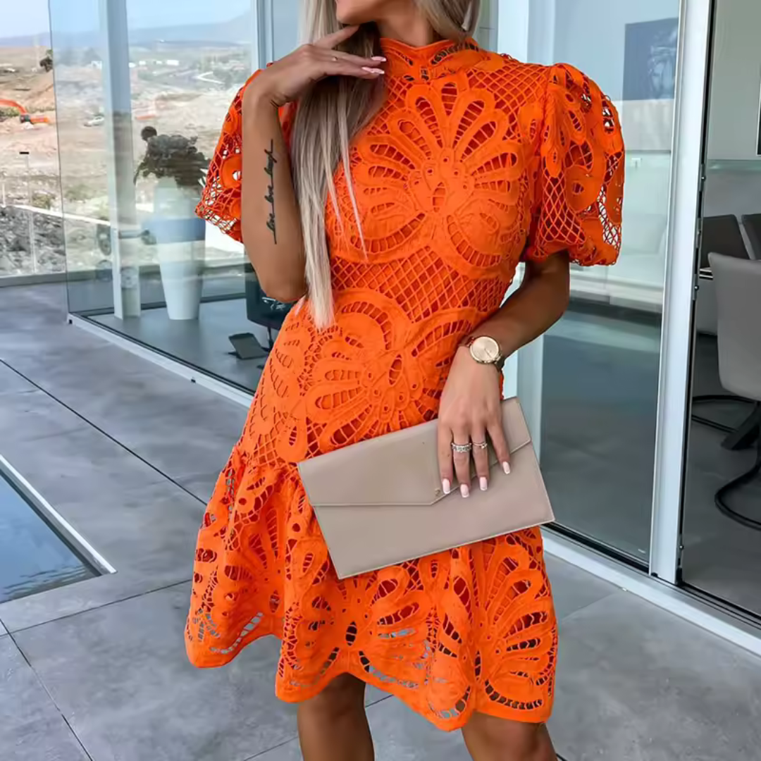 Women's Ruffle Mini Party Dress Cut-Out Detail