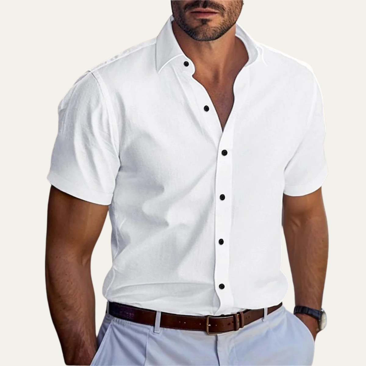 Men's Casual Button-Up Shirt Solid Color