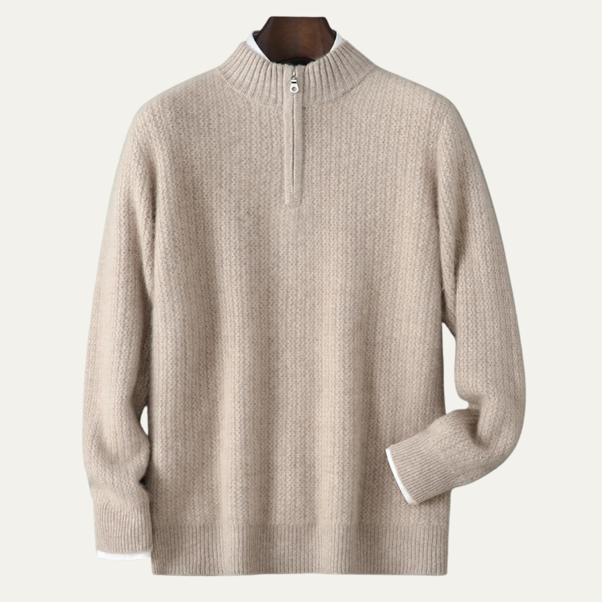 Men's Winter Knit Sweater Quarter Zip High Collar