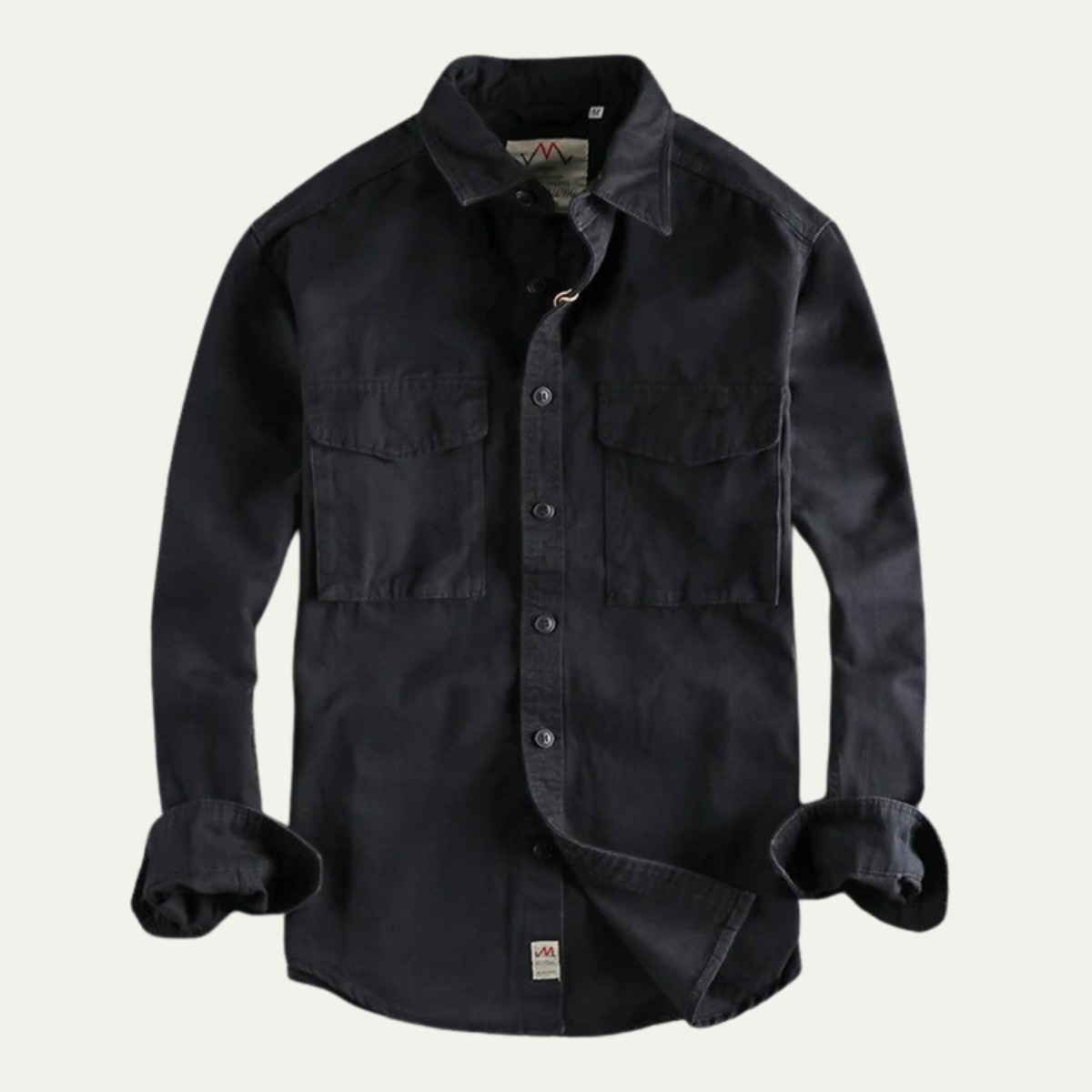 Men's Cotton Cargo Work Shirt Button Up With Pockets