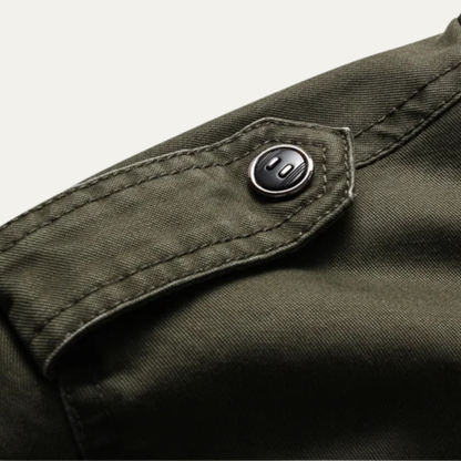 Men's Military Cargo Jacket Stand Collar Olive