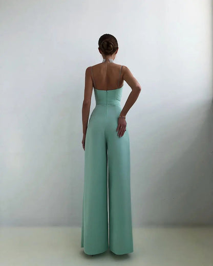 Women's Sleeveless Jumpsuit High Waist Wide Leg