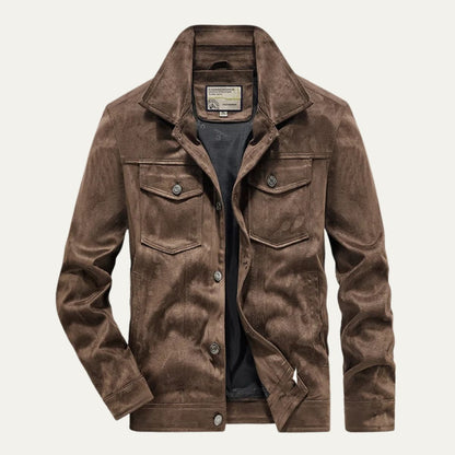 Montclair Men's Suede Cargo Jacket Lightweight Brown - VibreMode