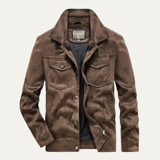 Montclair Men's Suede Cargo Jacket Lightweight Brown - VibreMode