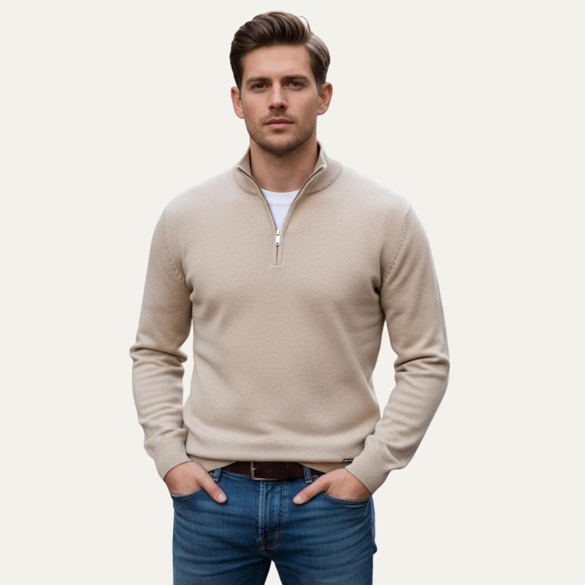 Men's Soft Cotton Sweater Half Zip Knit