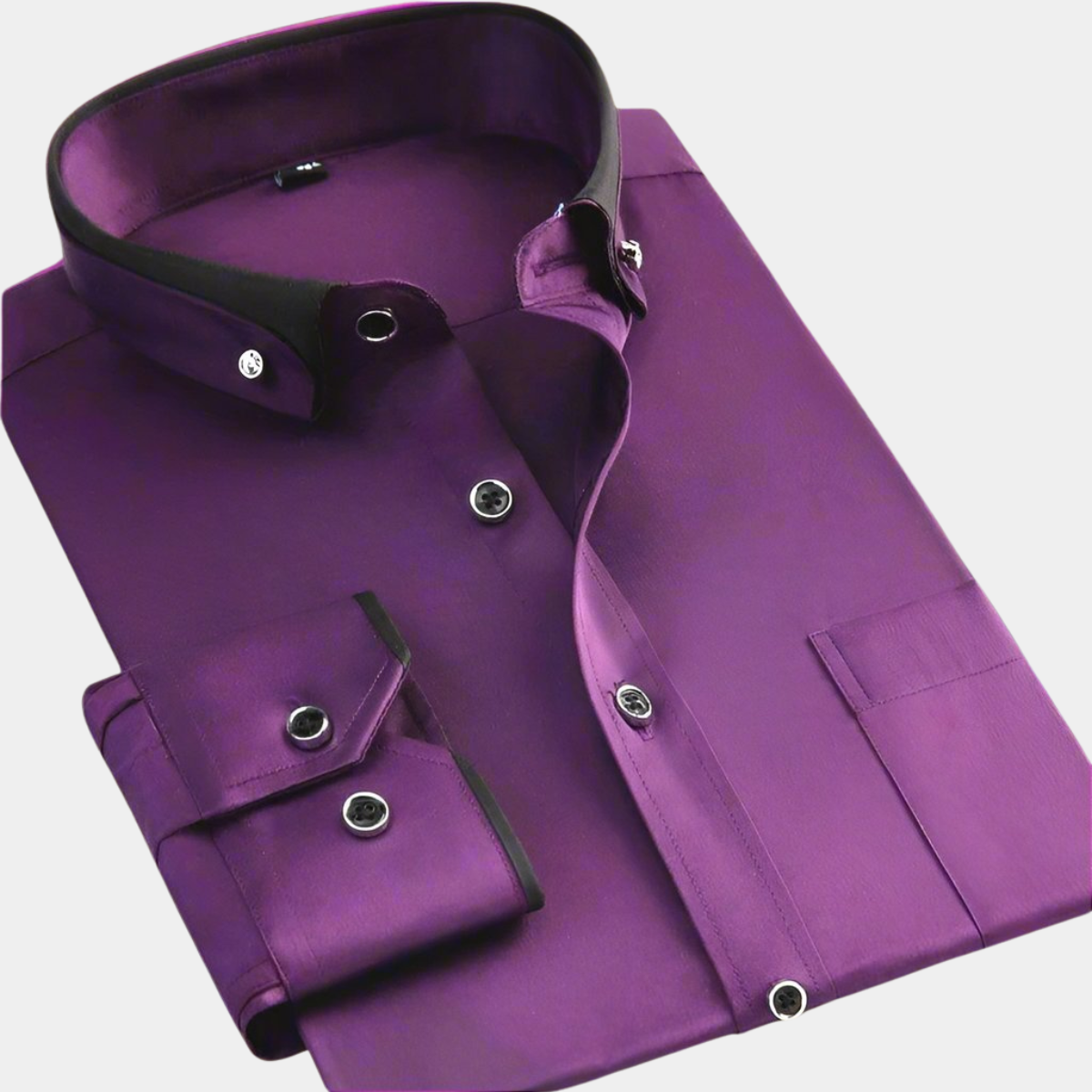 Men's Long Sleeve Button Front Shirt Contrast Collar