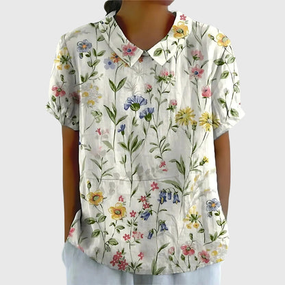 Pretty Floral Short Sleeve Women's Blouse