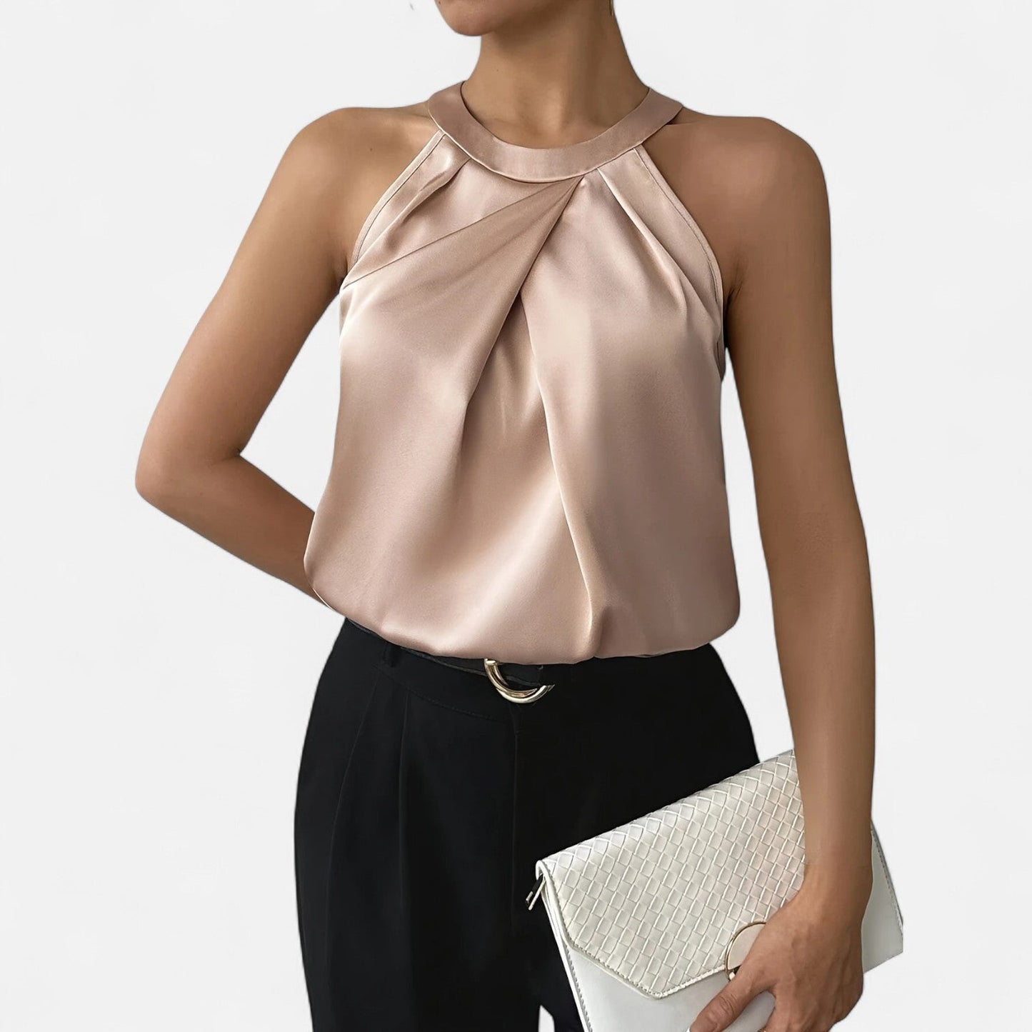 Kimberly | Women's Flowy Ruffled Satin Blouse Tops