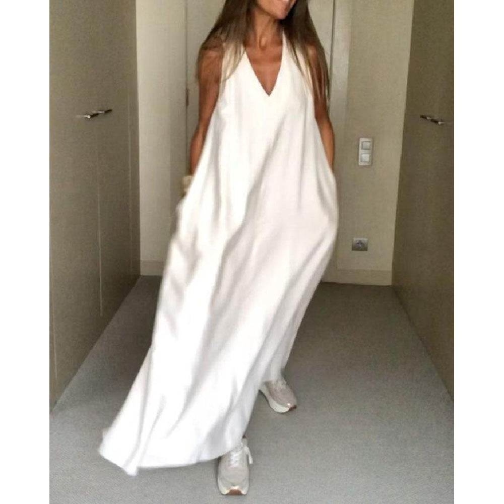 Relaxed Fit V-neck Flowy Long Maxi Dress