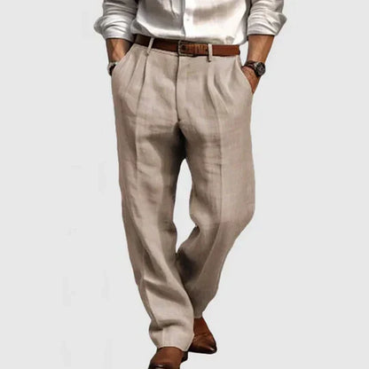 Men's Cotton Linen Casual Trousers Relaxed Fit