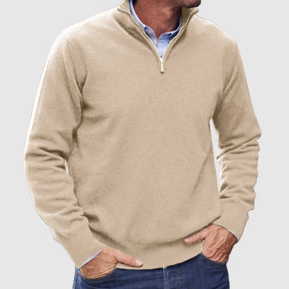 Men's Knit Half-Zip Jumper Ribbed Cuffs
