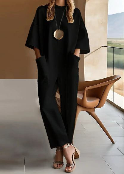Women's Casual Short Sleeve Loose Fit Jumpsuit