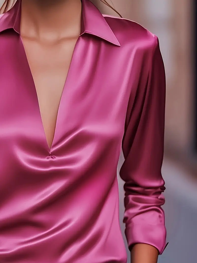 Luxury Soft V-Neck Satin Top