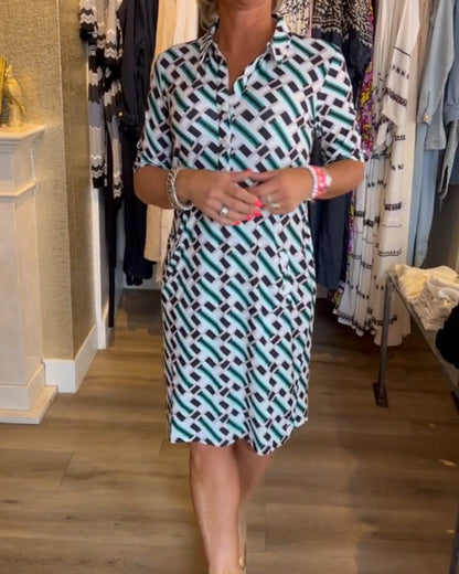 Trendy Graphic Print V Neck Dress