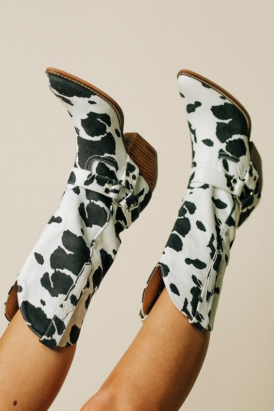 Fashionable Ladies Cowboy Boots with Buckle Detail