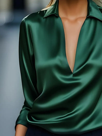 Women's Long Sleeve Blouse Draped Neck
