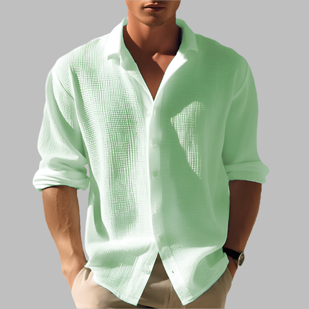 Men's Cotton Linen Shirt Lightweight Solid Color