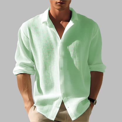 Men's Cotton Linen Shirt Lightweight Solid Color