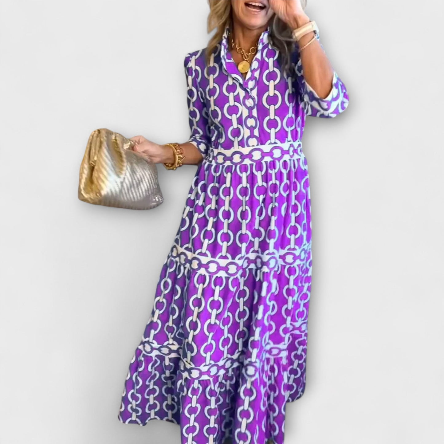 Casual Chain Print Mid Length Dress