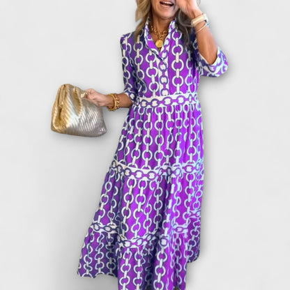 Casual Chain Print Mid Length Dress