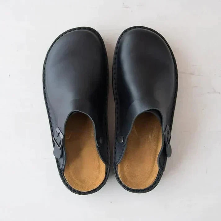 Leather Orthopedic Clogs Autumn Brown