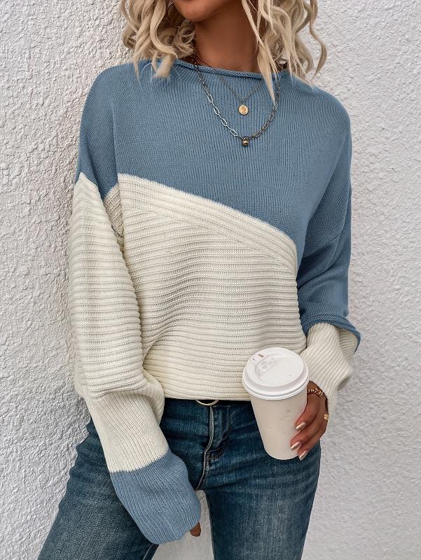 Comfortable Multicolor Knit Crew Neck Sweater