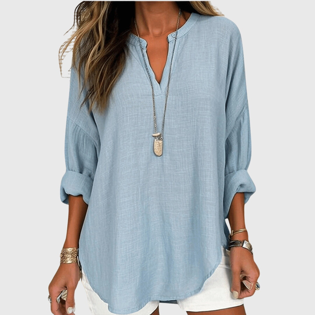 Relaxed Fit Women's Long Sleeve Everyday Shirt - VibreMode