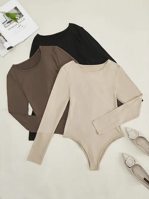 Women's Long Sleeve Bodysuits 3-Pack
