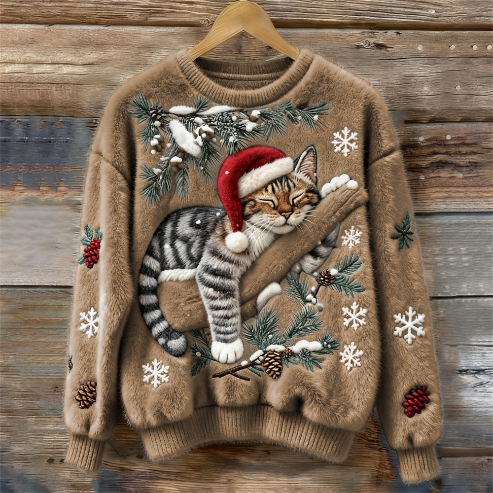 Women's Kitten Graphic Sweater 3D Effect