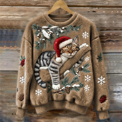 Women's Kitten Graphic Sweater 3D Effect