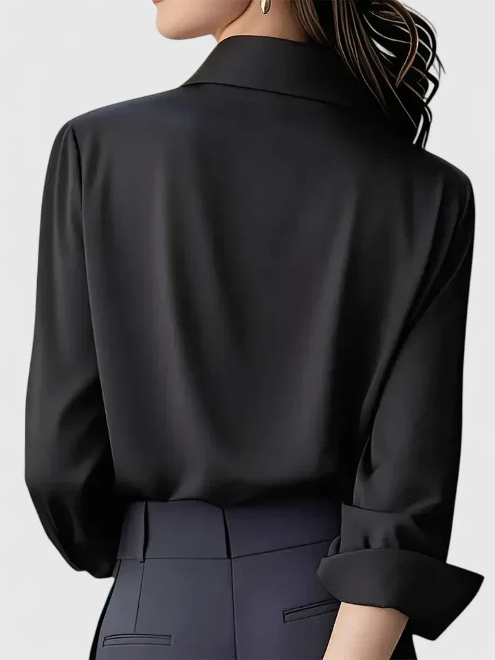 Classy Ladies Button Front Blouse with Hidden Buttons