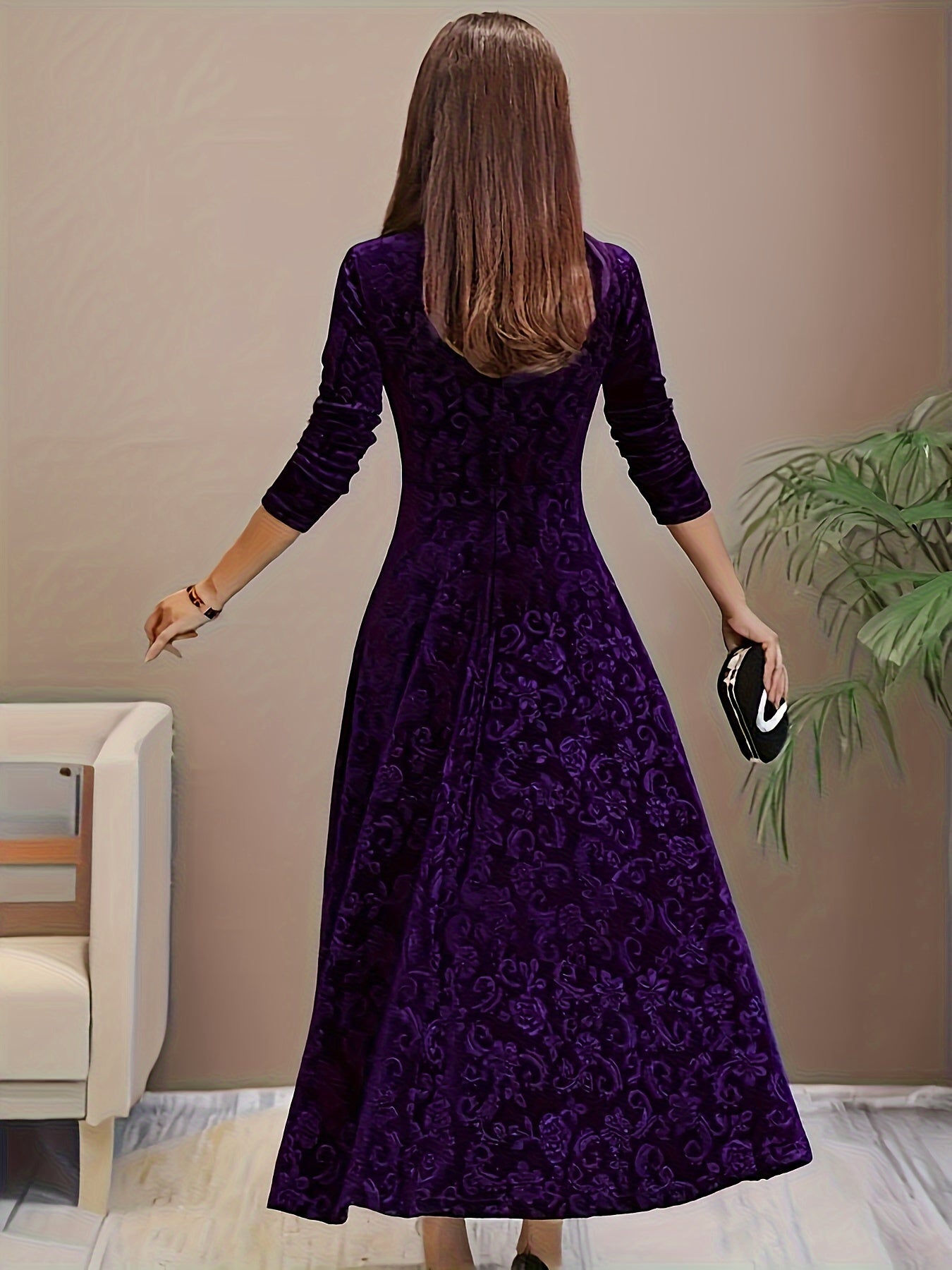 Warm Women's Long Sleeve Winter Maxi Dress