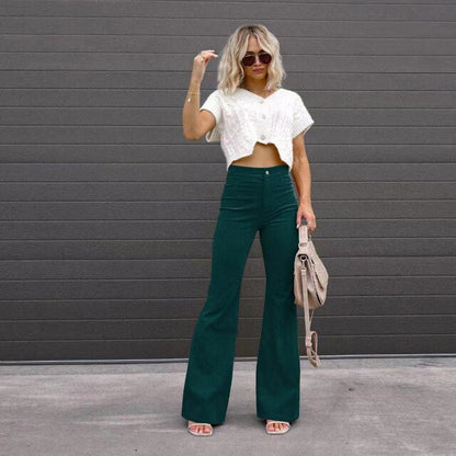 Women's High-Waisted Flared Pants Elegant Fit