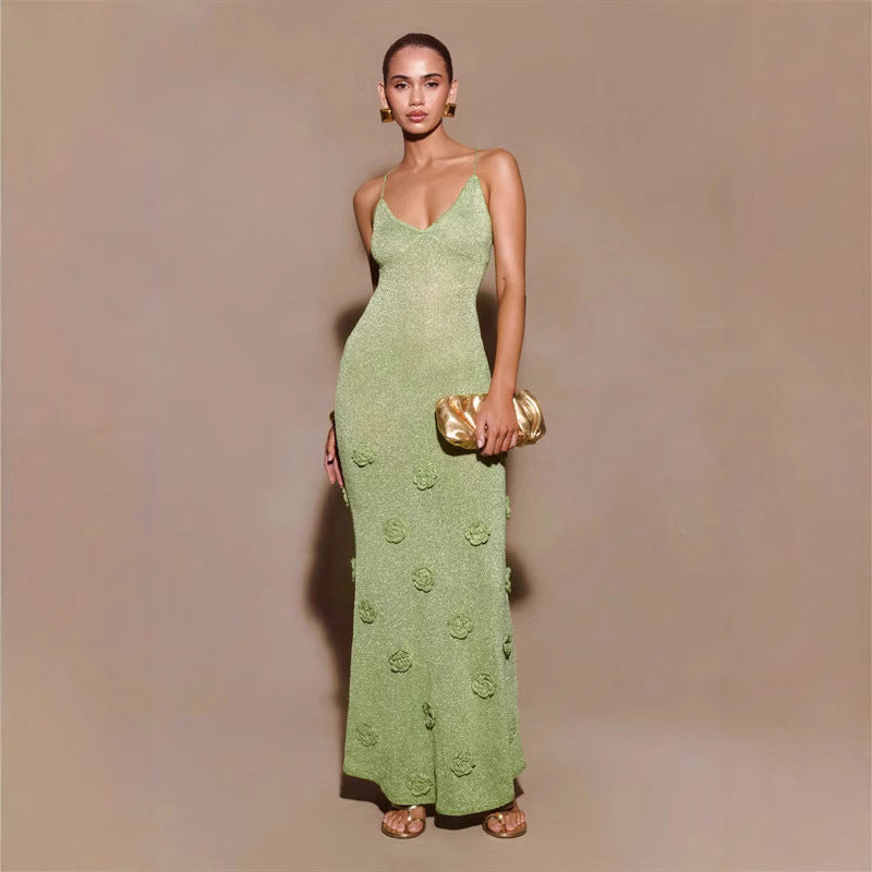 Women's Crochet Floral Sequin Dress