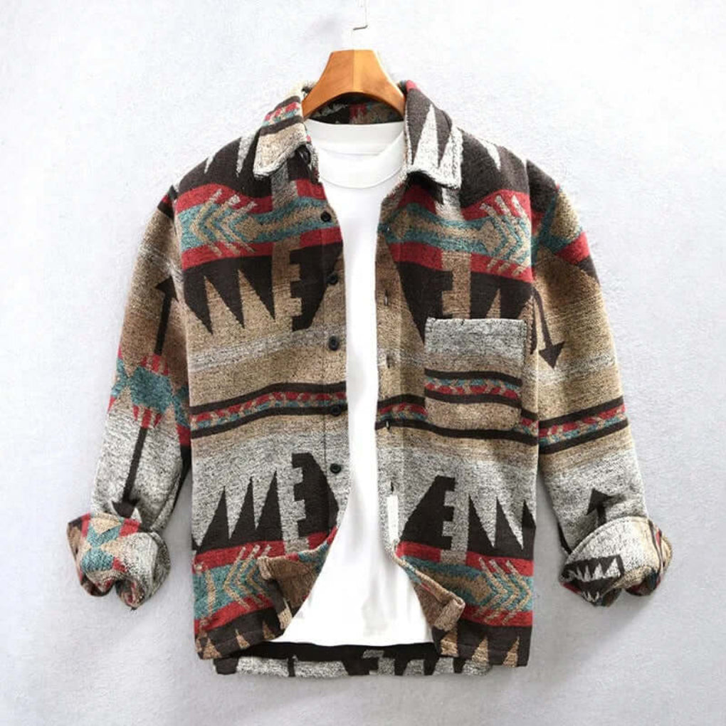 Southwestern Print Shirt Jacket - VibreMode