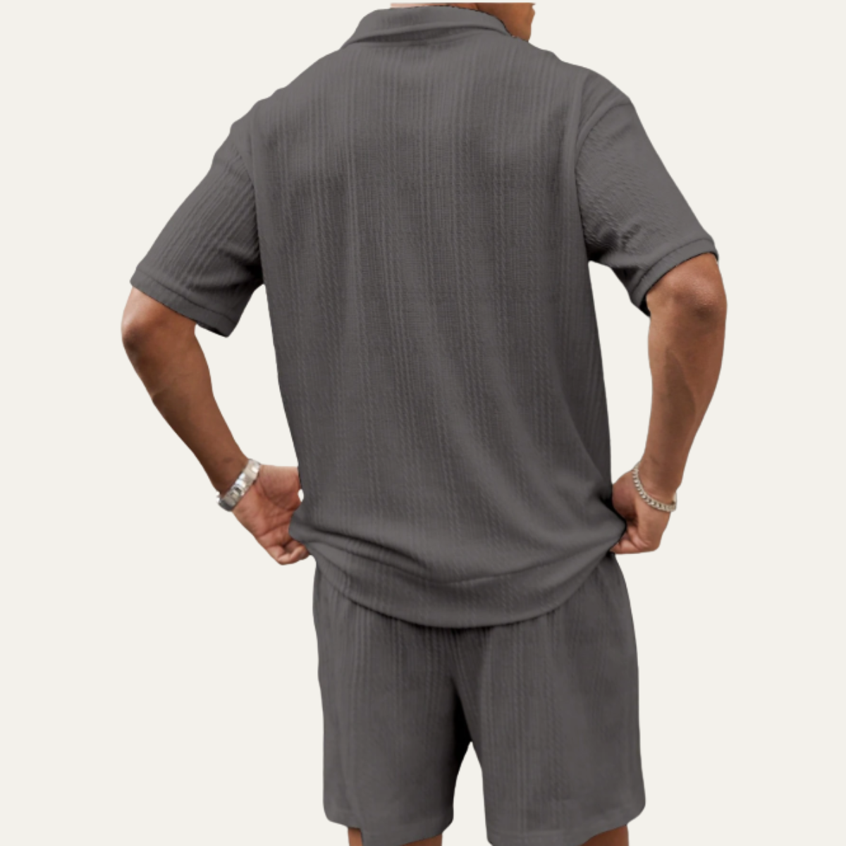 Men's Polo Shirt And Shorts Set Solid Color Casual