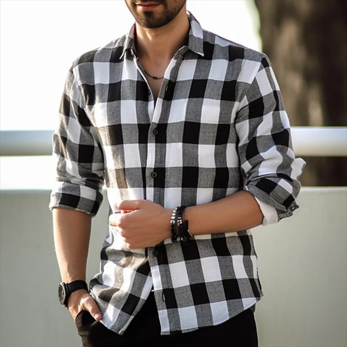 Men's Plaid Button-Up Shirt
