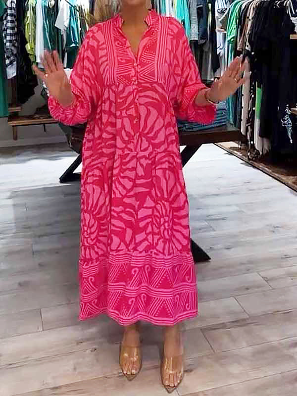 Floral Women's V Neck Slimming Fit Maxi Dress