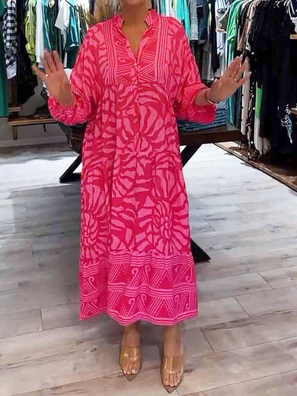 Floral Women's V Neck Slimming Fit Maxi Dress