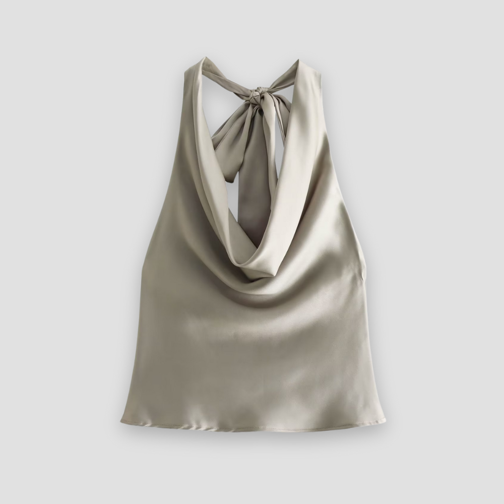 Women's Flowy Satin Halter Neck Tank Tops