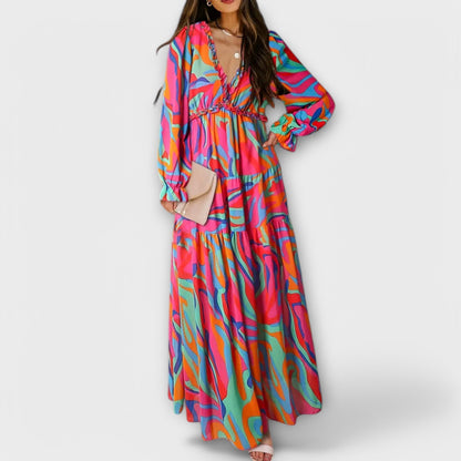 Lovely Floral Long Sleeve Maxi Dress