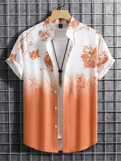 Men's Hawaiian Shirt 3D Flower Print Vibrant